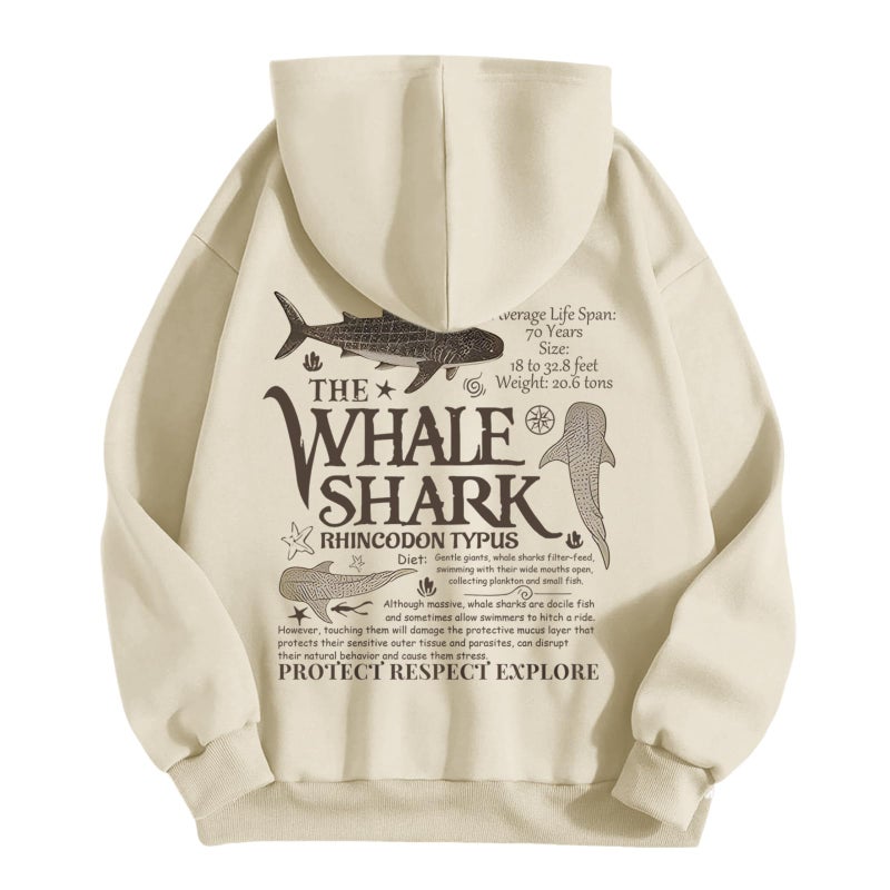 Lubpow Cute Hoodies for Women Ocean Whale Shark Hoodie Aesthetic Animal Graphic Sweatshirts Casual Fleece Pullover Tops(Apricot,L) - Image 1