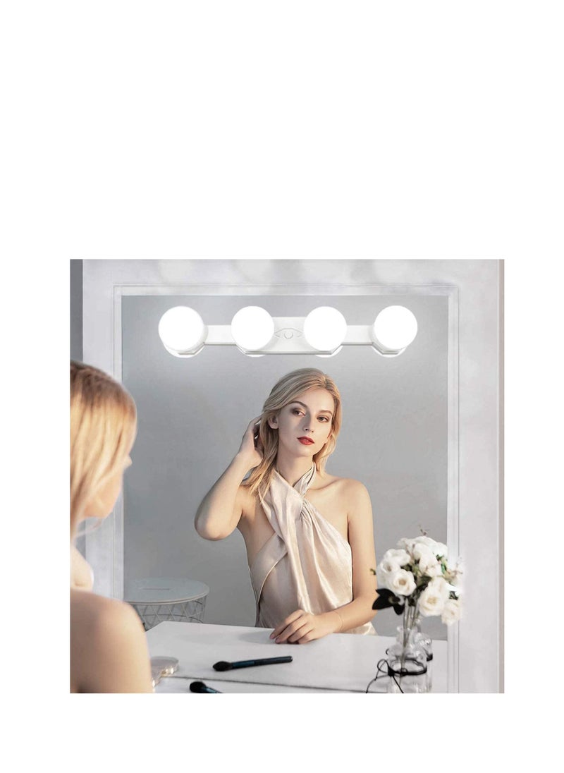 SYOSI - LED Make Up Light 4 Bulb Mirror Lights Suction Cup Installation Dressing Table for Bathroom, Makeup Dressing Table (White) - Image 1