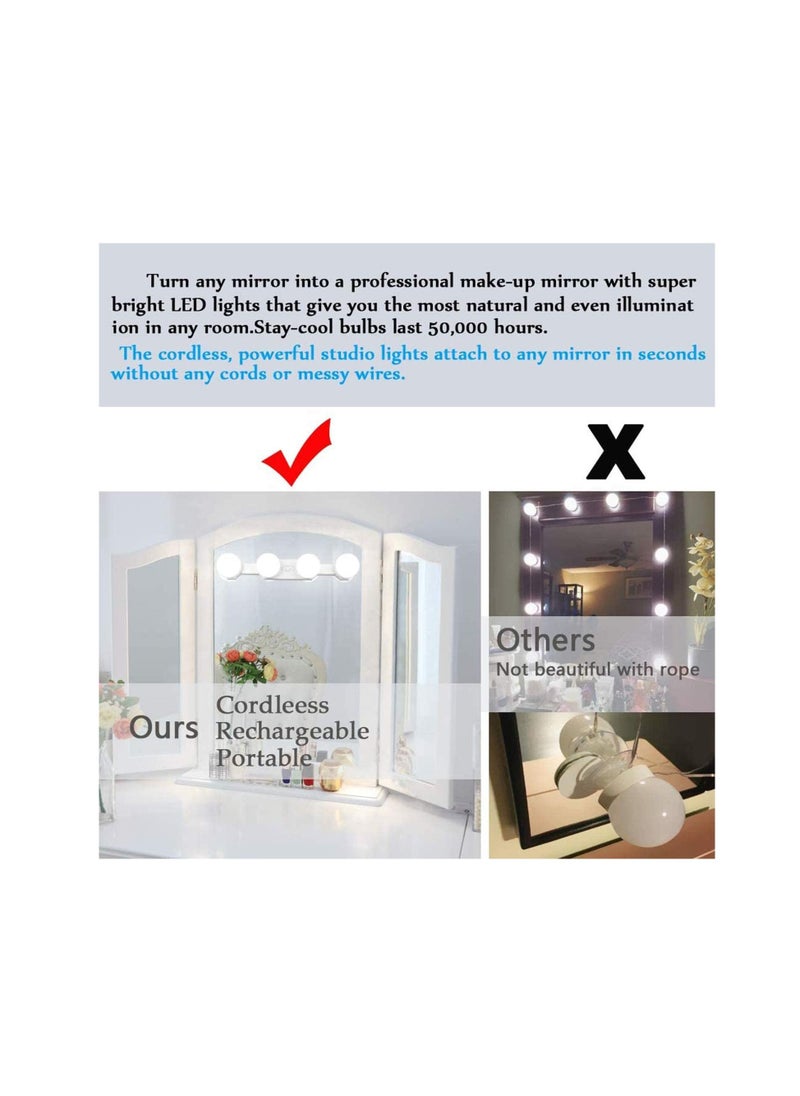 SYOSI - LED Make Up Light 4 Bulb Mirror Lights Suction Cup Installation Dressing Table for Bathroom, Makeup Dressing Table (White) - Image 1