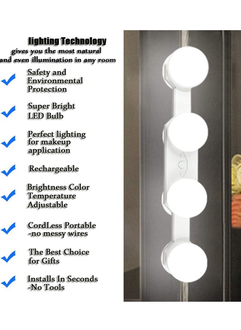 SYOSI - LED Make Up Light 4 Bulb Mirror Lights Suction Cup Installation Dressing Table for Bathroom, Makeup Dressing Table (White) - Image 1