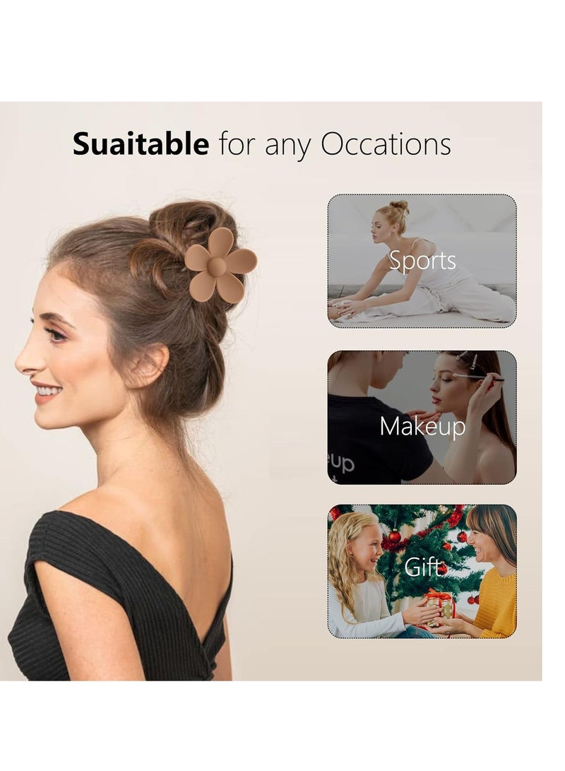 general 6 Pack 4.1 Inche Large Rectangle Hair Claw Clips Matte Flower Hair Clips, for Women Thin Thick Curly Hair Neutral Colors - Image 4