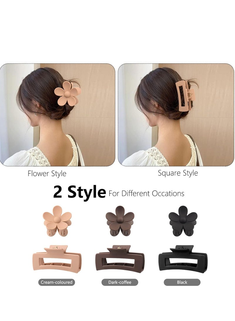 general 6 Pack 4.1 Inche Large Rectangle Hair Claw Clips Matte Flower Hair Clips, for Women Thin Thick Curly Hair Neutral Colors - Image 5
