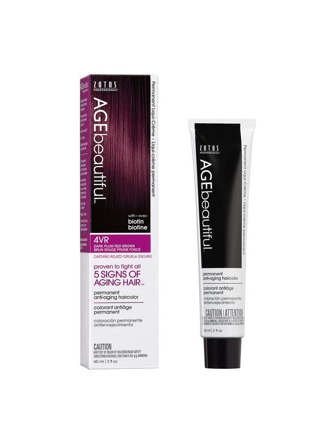 AGE beautiful صبغة شعر دائمة من Agebeautiful Liqui Creme | تغطية 100% للشعر الرمادي | مضادة للشيخوخة | صبغة احترافية في الصالونات | 4Vr Dark Plum Red Brown  - Image 2