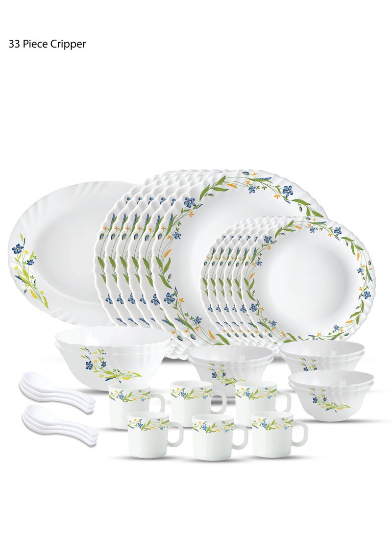 33 Pieces Opalware Dinner Set | Microwave & Dishwasher Safe | Cripper Dinnerware set with 6-Piece Dinner Plate, 6-Piece Side Plate, 1- Piece Rice Plates, 2-Piece Serving Bowl, 6-Piece Soup Bowl, 6-Piece Mug, 6-Piece Spoons-White - pzsku/Z91FAD88A5F9B3DEBB678Z/45/1741766202/d9df1a55-a9f7-42e4-ae2b-26e472f7ffeb