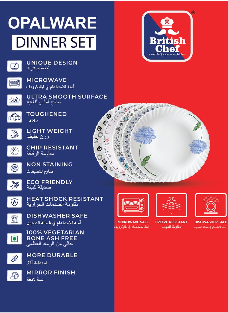 33 Pieces Opalware Dinner Set | Microwave & Dishwasher Safe | Cripper Dinnerware set with 6-Piece Dinner Plate, 6-Piece Side Plate, 1- Piece Rice Plates, 2-Piece Serving Bowl, 6-Piece Soup Bowl, 6-Piece Mug, 6-Piece Spoons-White - pzsku/Z91FAD88A5F9B3DEBB678Z/45/1741766298/997bdb5c-219c-4f40-b5bb-7708a179cbab