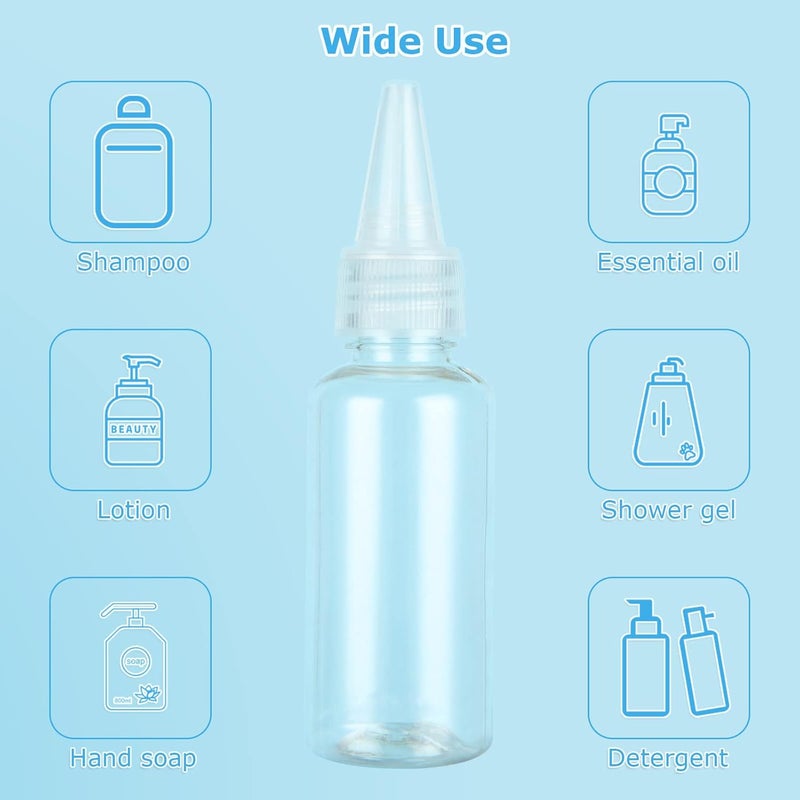 APACALI APACALI 100 PCS Small Squeeze Bottles 1oz Plastic Bottle with Nozzle Tip Clear Empty Bottles 30 ml PortableTravel Size Bottle for Liquid Oil Lotions Cream Toner Body Soap Hand Sanitizer - Image 4
