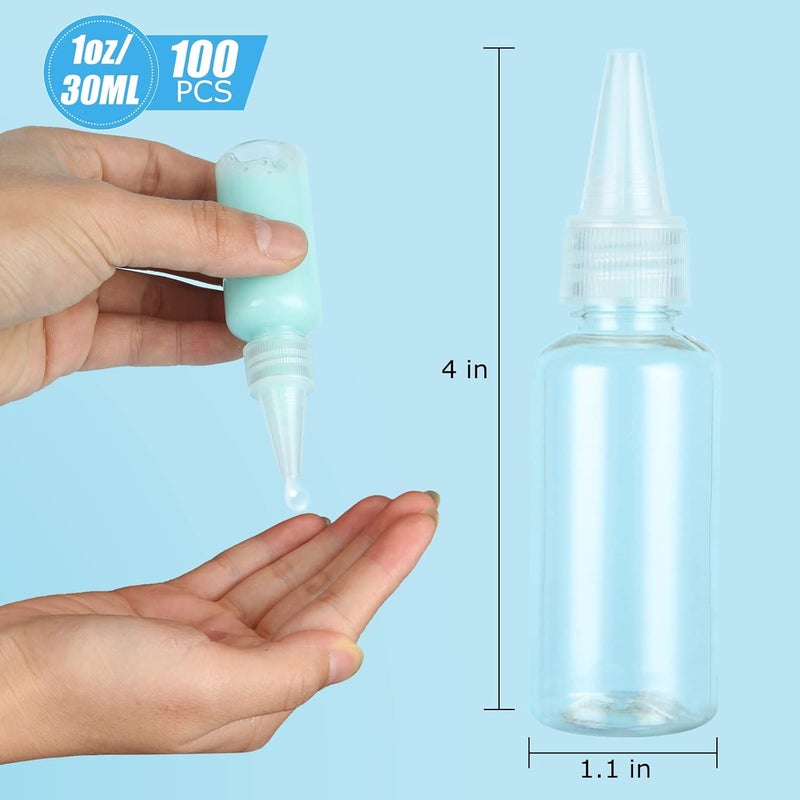 APACALI APACALI 100 PCS Small Squeeze Bottles 1oz Plastic Bottle with Nozzle Tip Clear Empty Bottles 30 ml PortableTravel Size Bottle for Liquid Oil Lotions Cream Toner Body Soap Hand Sanitizer - Image 2