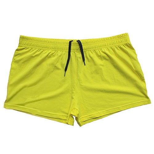 palglg Mens Bodybuilding Shorts 3 Inch Inseam Drawstring Closure Cotton PLN Black+Blue+Grey+Yellow XL - Image 5