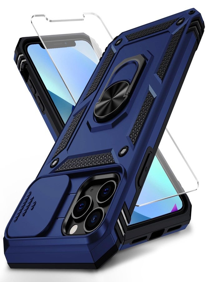 Weycolor for iPhone 11 Pro Case with Camera Lens Cover HD Screen Protector, 10 FT Military Grade Drop Protection, Magnetic Ring Holder Kickstand Protective Phone Case for iPhone 11 Pro 5.8 inch，Navy Blue - Image 1
