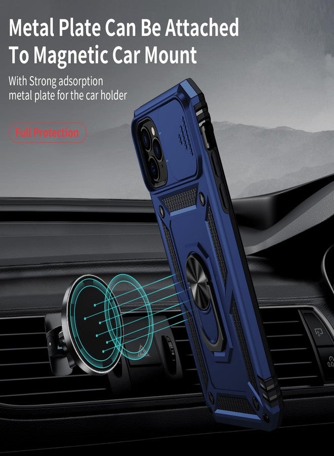 Weycolor for iPhone 11 Pro Case with Camera Lens Cover HD Screen Protector, 10 FT Military Grade Drop Protection, Magnetic Ring Holder Kickstand Protective Phone Case for iPhone 11 Pro 5.8 inch，Navy Blue - Image 2
