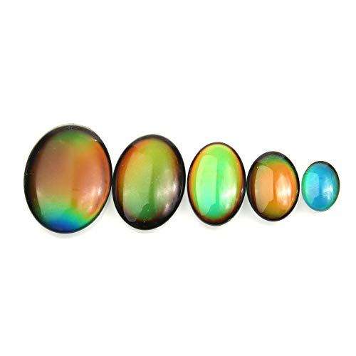 LE SKY 10 Pcs Oval cabochon Beads Changing Color Mood Charm Glass Loose Beads no Hole for Jewelry Making Ornaments - Image 1