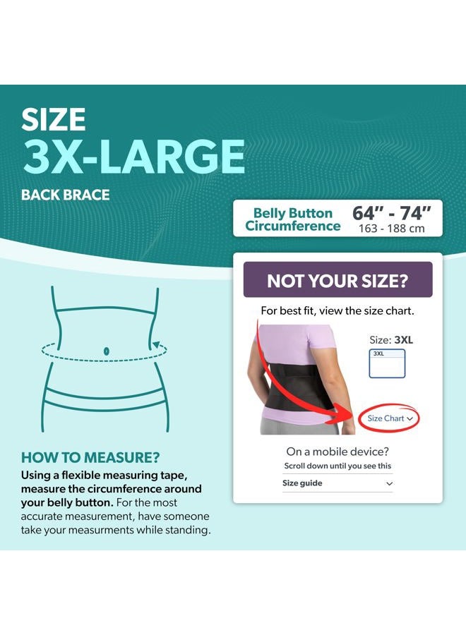 BraceAbility XXXL Plus Size Elastic & Neoprene Compression Back Brace | Lumbar, Waist and Hip Support Belt for Sciatica Nerve Pain, Low Back Pain Relief while Sleeping, Working, Exercising (3XL) - Image 2