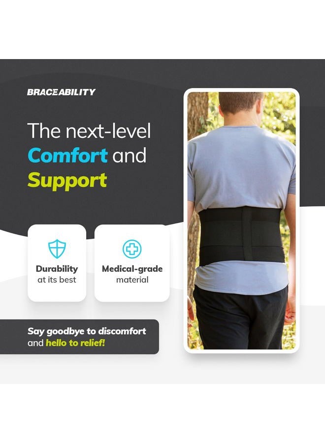 BraceAbility XXXL Plus Size Elastic & Neoprene Compression Back Brace | Lumbar, Waist and Hip Support Belt for Sciatica Nerve Pain, Low Back Pain Relief while Sleeping, Working, Exercising (3XL) - Image 5