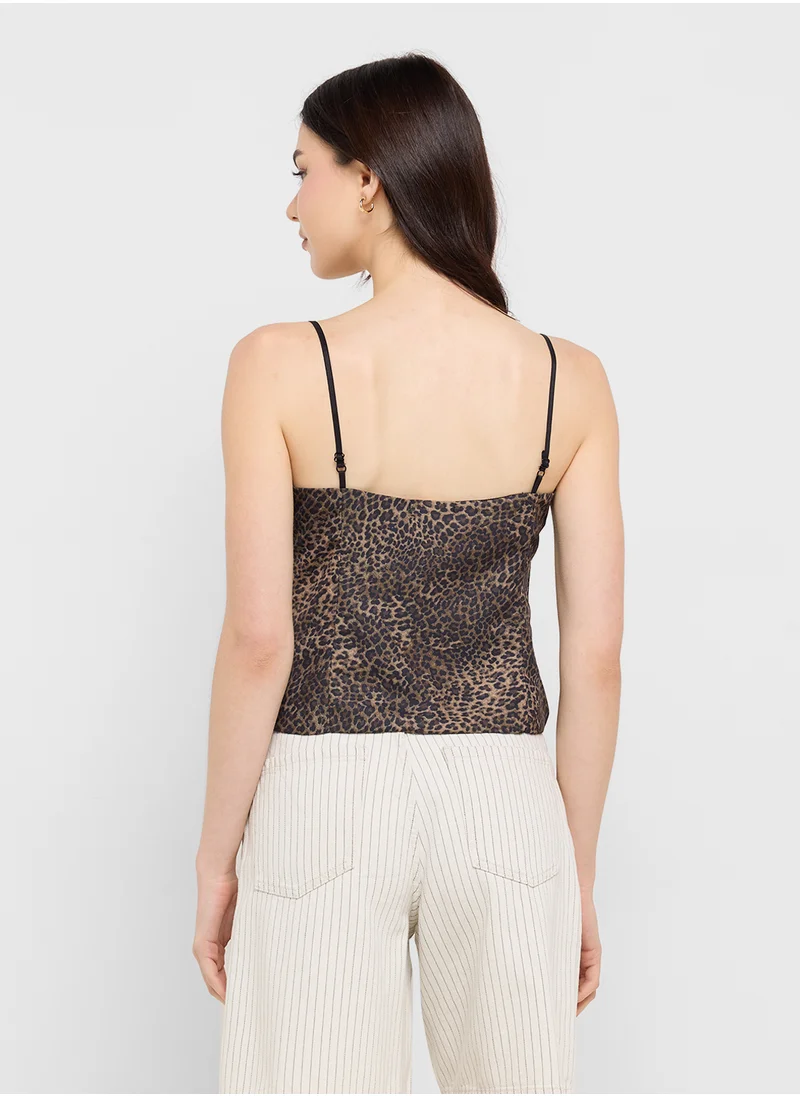 Ginger Lace Detail Leopard Print Cami Top