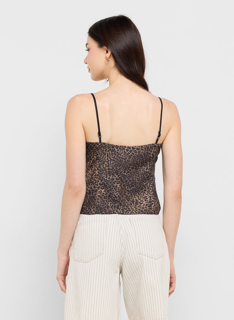 Ginger Lace Detail Leopard Print Cami Top  - Image 2