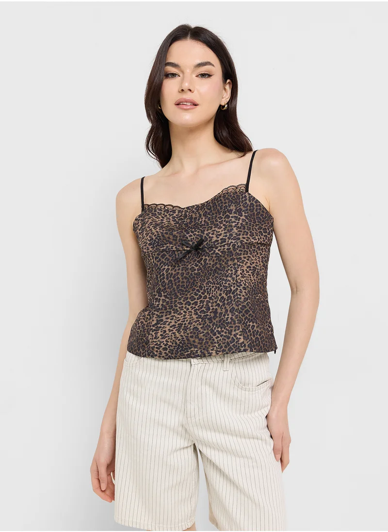 Ginger Lace Detail Leopard Print Cami Top