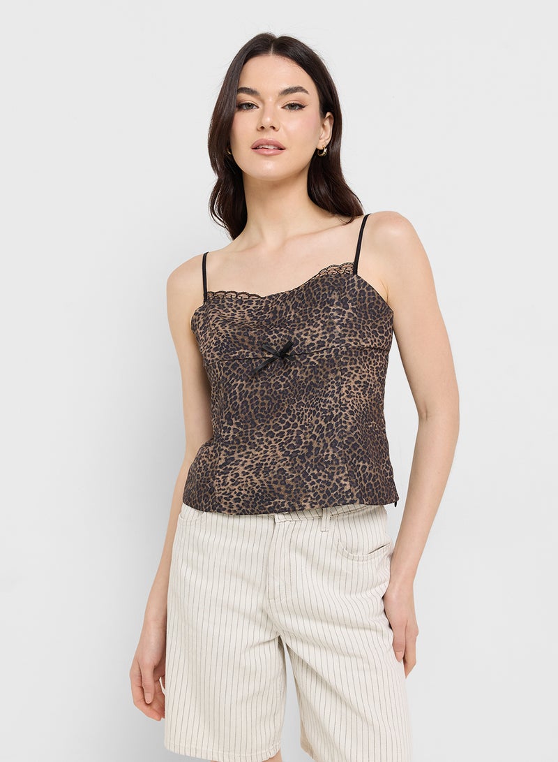 Ginger Lace Detail Leopard Print Cami Top  - Image 1