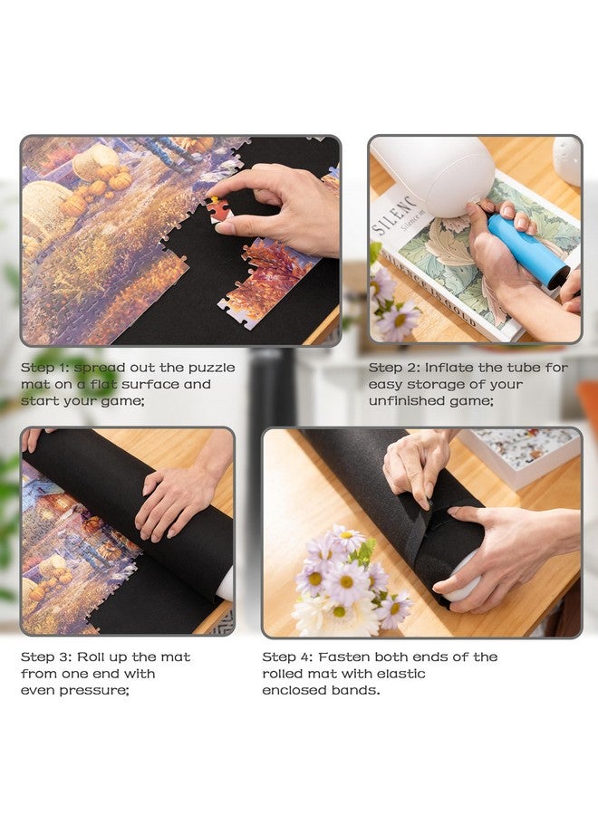 Tektalk 3000-Pc Jigsaw Puzzle Mat with 6 Felt Sorting Trays, Higher-Capacity Design, Roll-up Mat in Delicate Packaging Box with Hand Pump, Storing for 3000, 2000, 1500, 1000, 500 Jigsaw Puzzle Pieces - Image 4