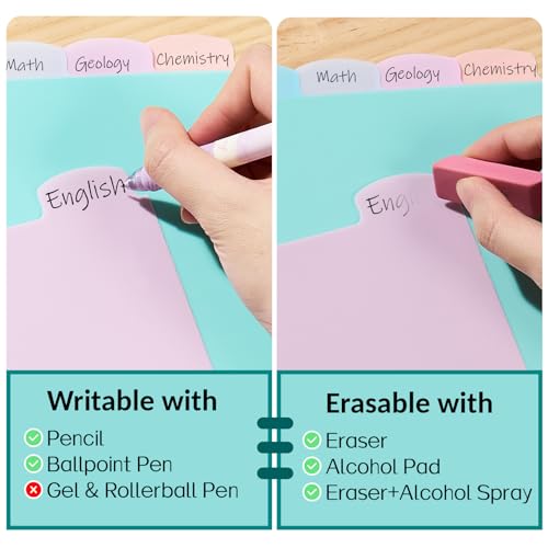 Sooez 8 Tabs Long-Lasting Plastic Write & Erase Large Tabs Dividers for 3 Ring Binder, Aesthetic Cute Pastels Binder Dividers for Student, Teacher, Office, Home Organizers, 2 Sets, Pastels Color - Image 4