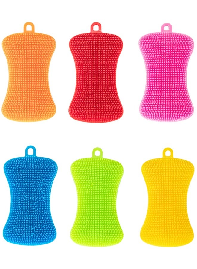 6 Pack Reusable Dish Washing Cleaning Sponges Double-Sided Multipurpose Non Stick Silicone Dish Sponges,for Dishes, Fruit, Vegetable - Image 1