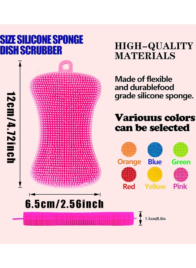 6 Pack Reusable Dish Washing Cleaning Sponges Double-Sided Multipurpose Non Stick Silicone Dish Sponges,for Dishes, Fruit, Vegetable - Image 2