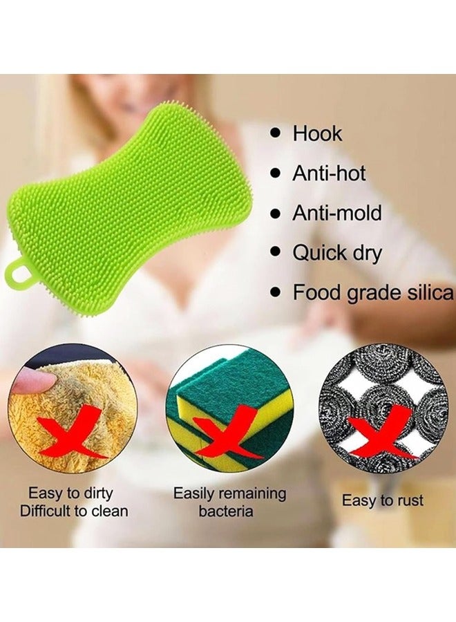 6 Pack Reusable Dish Washing Cleaning Sponges Double-Sided Multipurpose Non Stick Silicone Dish Sponges,for Dishes, Fruit, Vegetable - Image 3