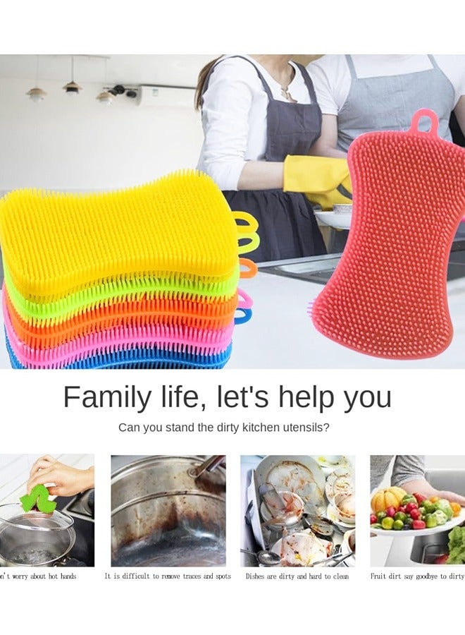 6 Pack Reusable Dish Washing Cleaning Sponges Double-Sided Multipurpose Non Stick Silicone Dish Sponges,for Dishes, Fruit, Vegetable - Image 4