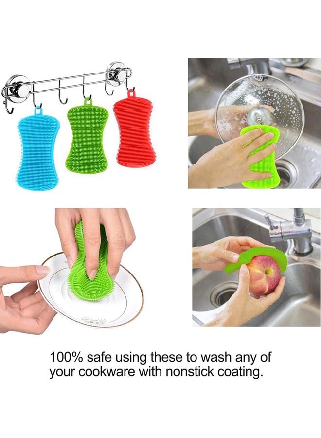 6 Pack Reusable Dish Washing Cleaning Sponges Double-Sided Multipurpose Non Stick Silicone Dish Sponges,for Dishes, Fruit, Vegetable - Image 5