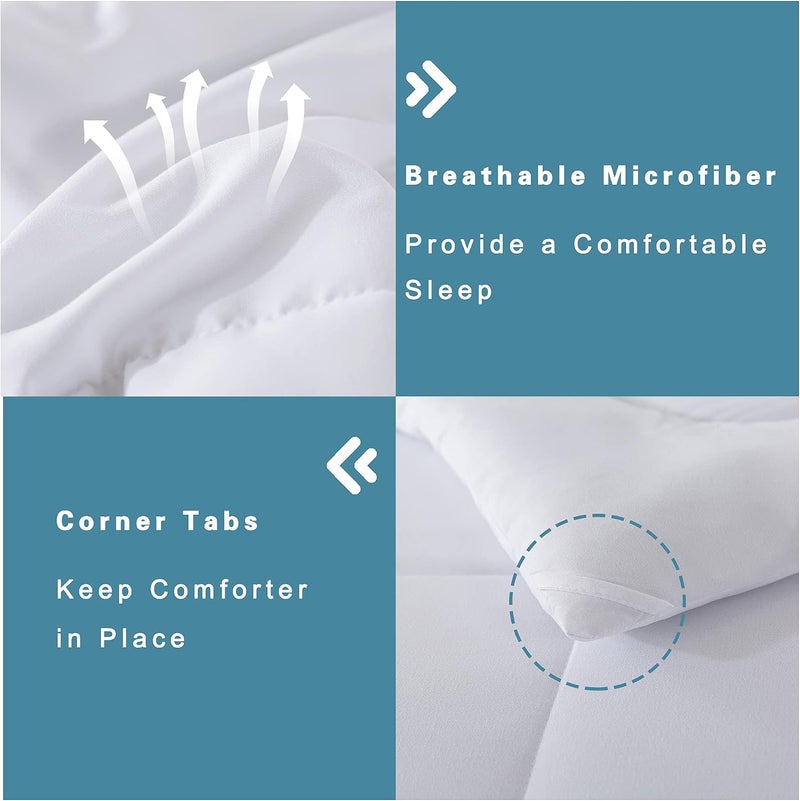 DOWNCOOL Full Size Comforter Sets -All Season Bedding Comforters Sets with 2 Pillow Cases -3 Pieces Bed Set Down Alternative Comforter Set -White Bedding Sets Full(82"x86") - Image 5