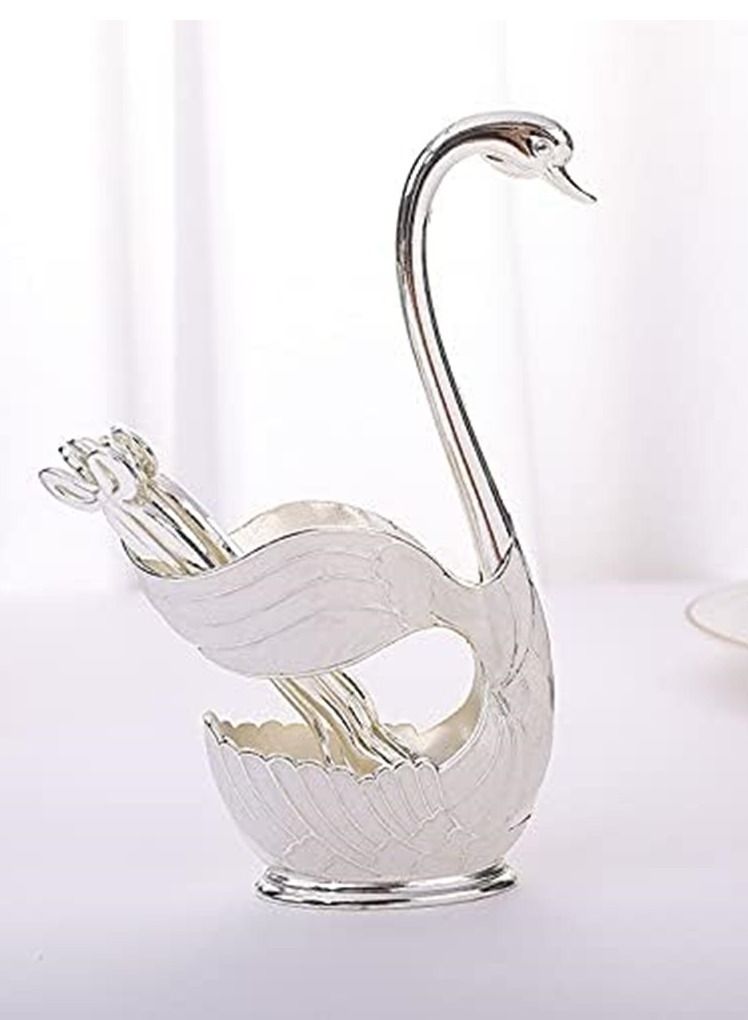 Cool Baby Metal Coffee Dessert Spoon Set Cutlery Set Fruit Dessert Fork Cake Coffee Spoon Metal Fruit Fork Set Swan Base - Image 1