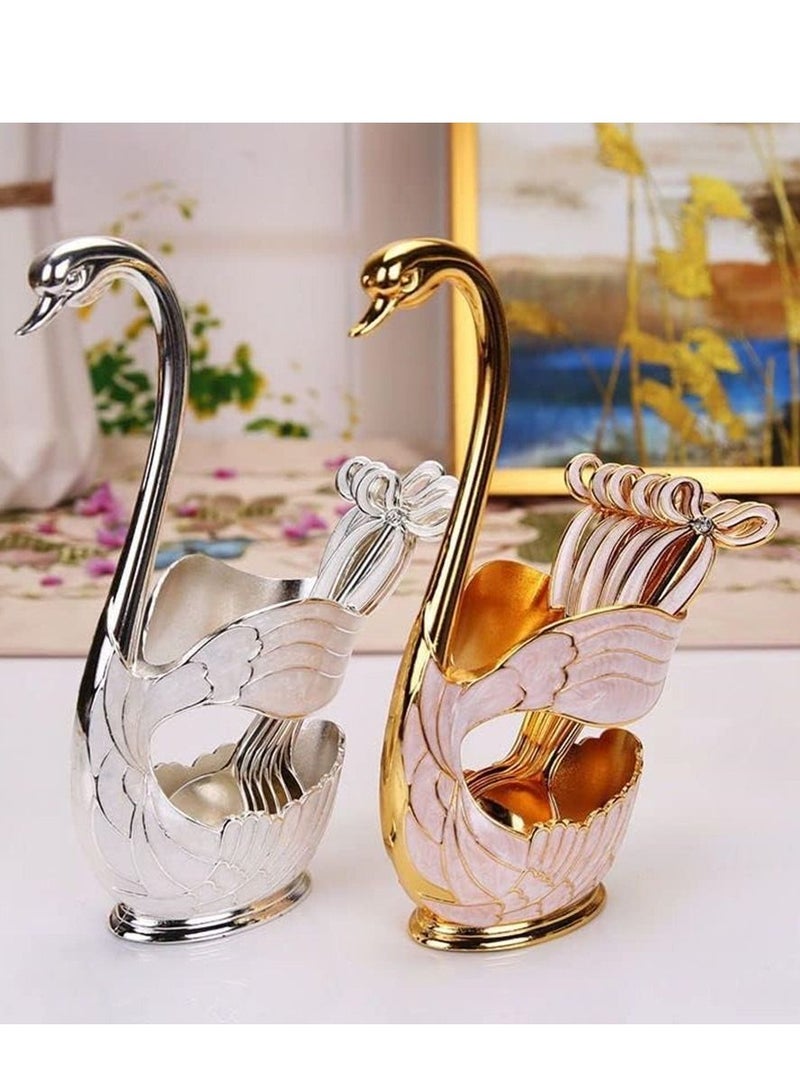 Cool Baby Metal Coffee Dessert Spoon Set Cutlery Set Fruit Dessert Fork Cake Coffee Spoon Metal Fruit Fork Set Swan Base - Image 5