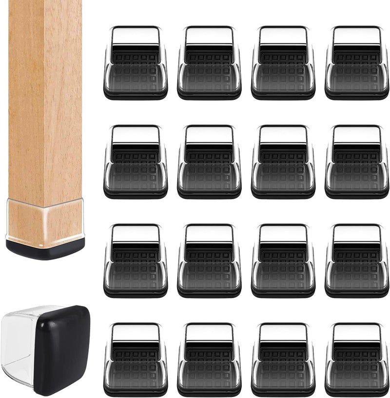 Ezprotekt 24 Pcs Chair Leg Sliders for Carpet Square Clear Chair Glides Teflon Furniture Pads Bar Stool Leg Protectors Caps for Rug  for Dining Table Couch Patio Legs M Fit 910 to 1