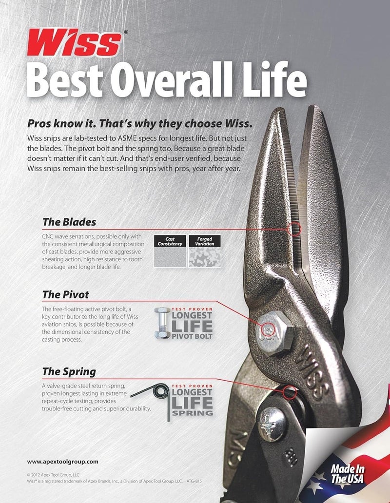 Wiss Crescent MetalMaster Bulldog Straight Snips - Premium Metal Cutter with Spring-Loaded Return - M5R - 9-1/4", Red - Image 3