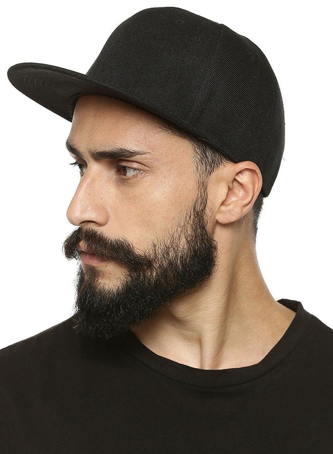ILU Cap for Men Women Unisex Topi Head Branded Boy's Girl's Hip Hop Caps Adjustable Strap Summer Sports Cricket Gym Dance Cotton Free Size Woolen Fashion Baseball Helmet Snapback Winter (Black) - Image 2