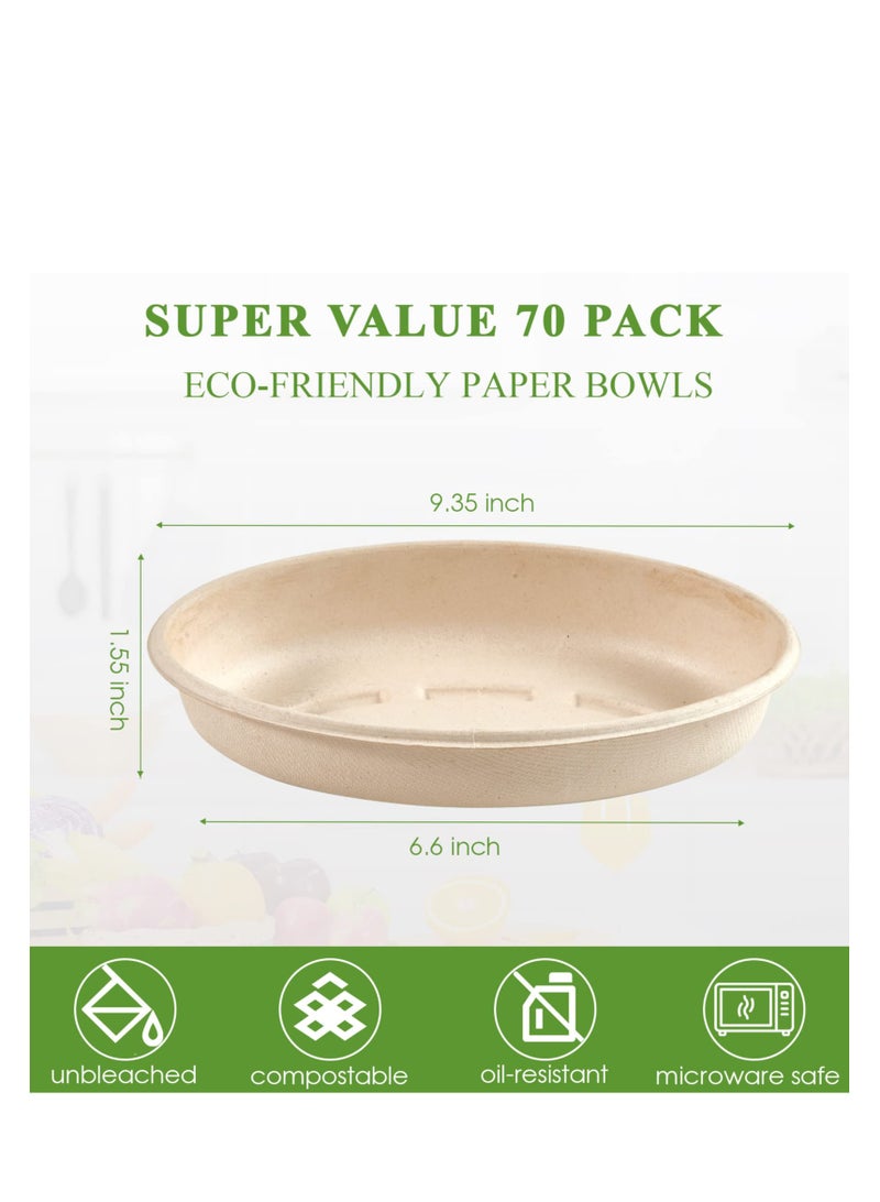 SOLARAE 50 Pack Paper Bowls, 26 OZ Disposable Biodegradable Compostable Bowls Bulk, Microwavable Eco-friendly Bagasse Bowls, Heavy-duty Bowls Perfect for Milk Cereals, Snacks, Salads, Sauce, Ice Cream - Image 3