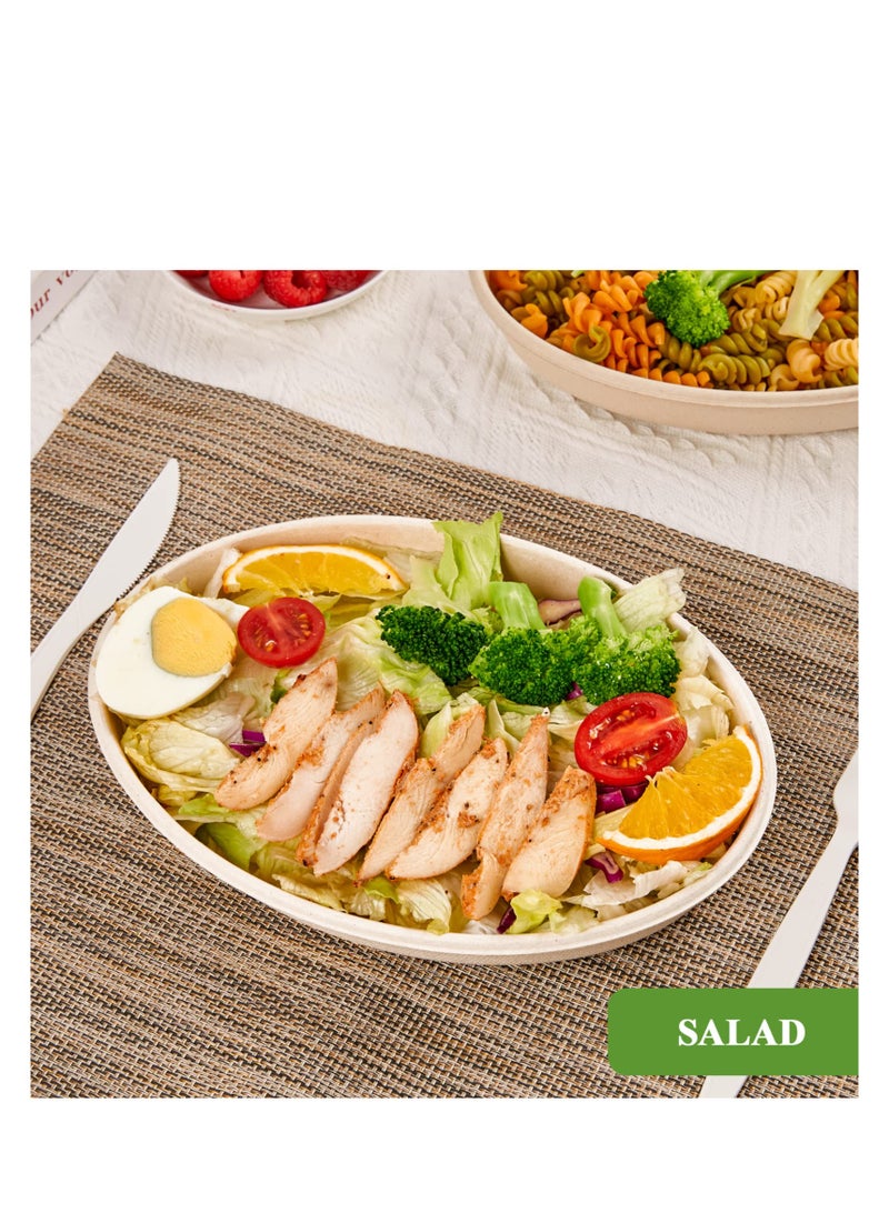 SOLARAE 50 Pack Paper Bowls, 26 OZ Disposable Biodegradable Compostable Bowls Bulk, Microwavable Eco-friendly Bagasse Bowls, Heavy-duty Bowls Perfect for Milk Cereals, Snacks, Salads, Sauce, Ice Cream - Image 4