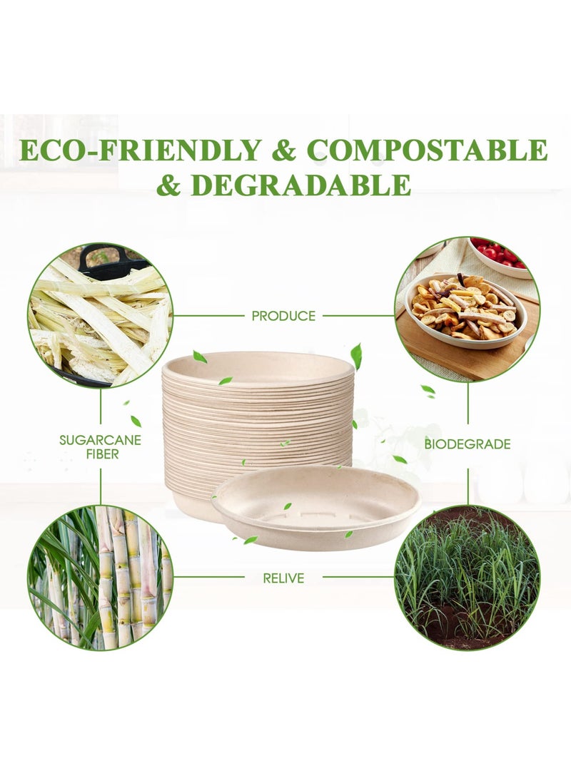 SOLARAE 50 Pack Paper Bowls, 26 OZ Disposable Biodegradable Compostable Bowls Bulk, Microwavable Eco-friendly Bagasse Bowls, Heavy-duty Bowls Perfect for Milk Cereals, Snacks, Salads, Sauce, Ice Cream - Image 5