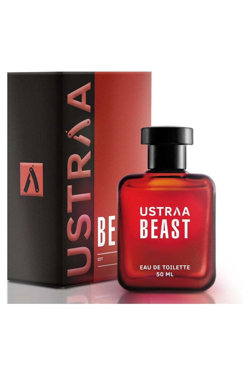 Ustraa Beast EDT Perfume For Men - 50ml | Long-Lasting Masculine Fragrance with Fresh Citrusy Opening, Woody Smokey Heart, & Leathery Musky Base Notes - Image 2