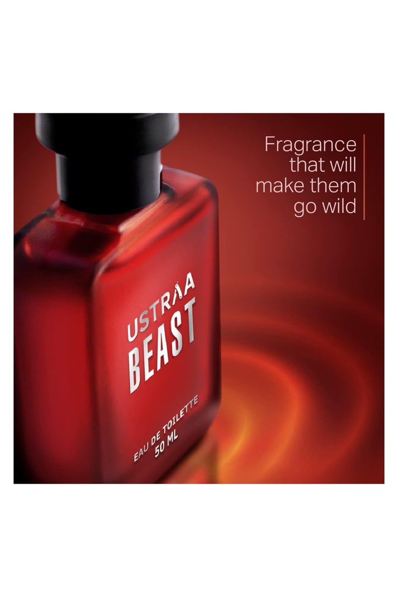 Ustraa Beast EDT Perfume For Men - 50ml | Long-Lasting Masculine Fragrance with Fresh Citrusy Opening, Woody Smokey Heart, & Leathery Musky Base Notes - Image 3