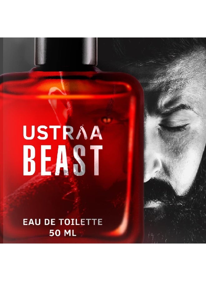 Ustraa Beast EDT Perfume For Men - 50ml | Long-Lasting Masculine Fragrance with Fresh Citrusy Opening, Woody Smokey Heart, & Leathery Musky Base Notes - Image 4