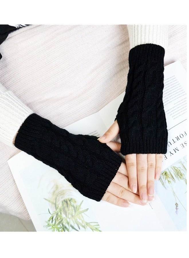 Pair Of Warm Knitted Soft Gloves Black  - Image 2