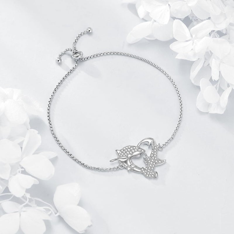 VADMANS Shark Bracelet Sterling Silver Adjustable Charm Shark Bracelet Fashion Animal Jewelry Gift for Women - Image 4