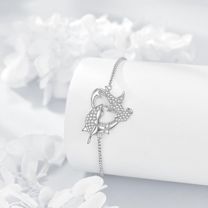 VADMANS Shark Bracelet Sterling Silver Adjustable Charm Shark Bracelet Fashion Animal Jewelry Gift for Women - Image 5