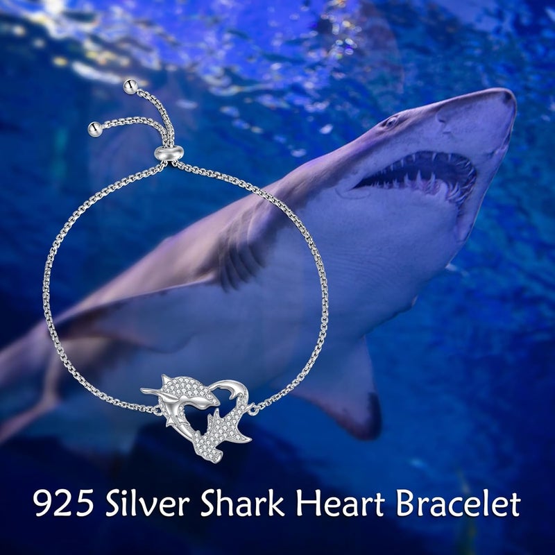 VADMANS Shark Bracelet Sterling Silver Adjustable Charm Shark Bracelet Fashion Animal Jewelry Gift for Women - Image 3