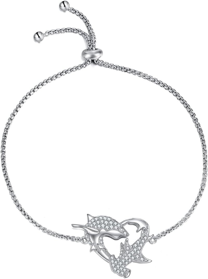 VADMANS Shark Bracelet Sterling Silver Adjustable Charm Shark Bracelet Fashion Animal Jewelry Gift for Women - Image 1