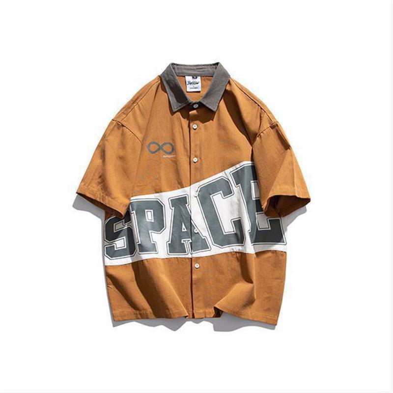 Summer Trendy Hip-Hop Printed Hong Kong Style Loose Short-Sleeved Japanese Style Retro Motorcycle Clothing Half-Sleeved Unisex Style Shirt Jacket - Image 5