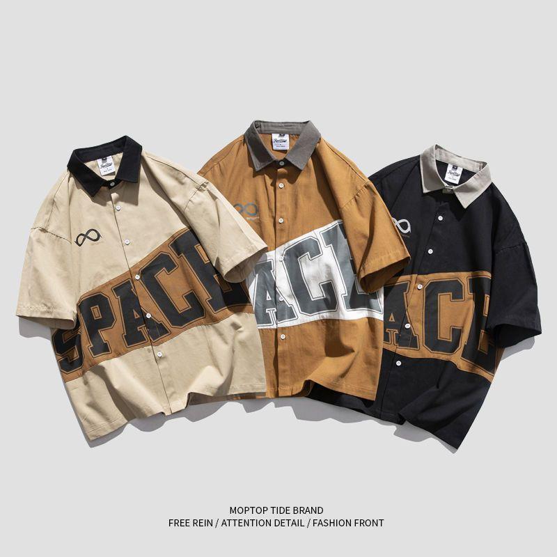 Summer Trendy Hip-Hop Printed Hong Kong Style Loose Short-Sleeved Japanese Style Retro Motorcycle Clothing Half-Sleeved Unisex Style Shirt Jacket - Image 2