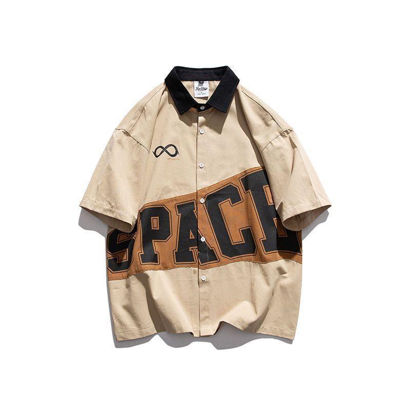 Summer Trendy Hip-Hop Printed Hong Kong Style Loose Short-Sleeved Japanese Style Retro Motorcycle Clothing Half-Sleeved Unisex Style Shirt Jacket - Image 3