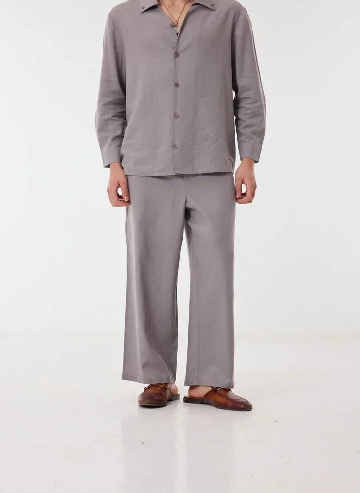 Ashita Fernandes  Marlo Men’s Ash Grey Relaxed Fit Shirt – 100% Cotton Solid Collared Button-Down | Lightweight Waist Length Smart Casual Shirt for Men | Best Price UAE