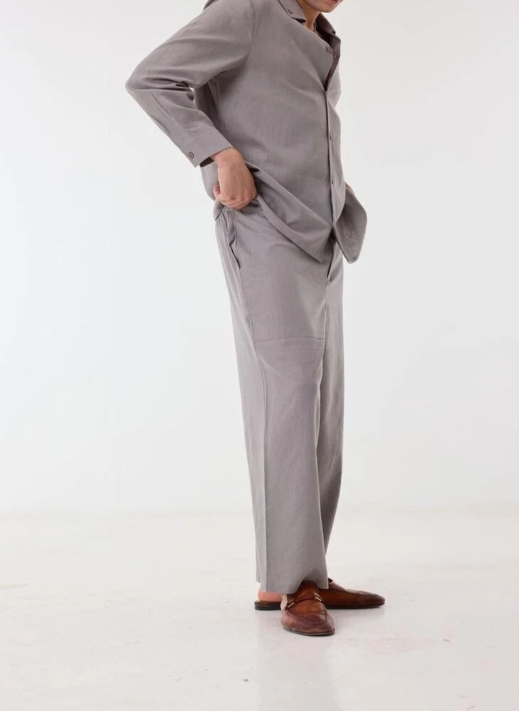 Ashita Fernandes  Marlo Men’s Ash Grey Relaxed Fit Shirt – 100% Cotton Solid Collared Button-Down | Lightweight Waist Length Smart Casual Shirt for Men | Best Price UAE